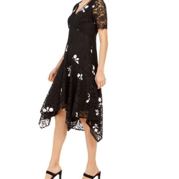 TAYLOR Embroidered Floral Lace Hi Low Shift Dress 8P - Picture 2 of 7